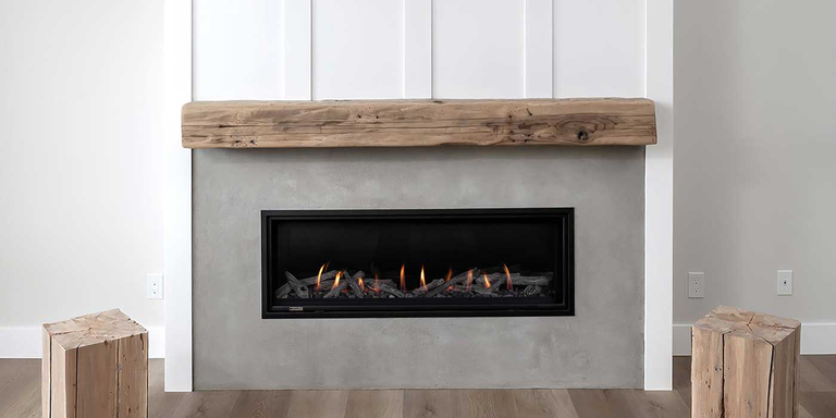 A linear Montigo Delray gas fireplace