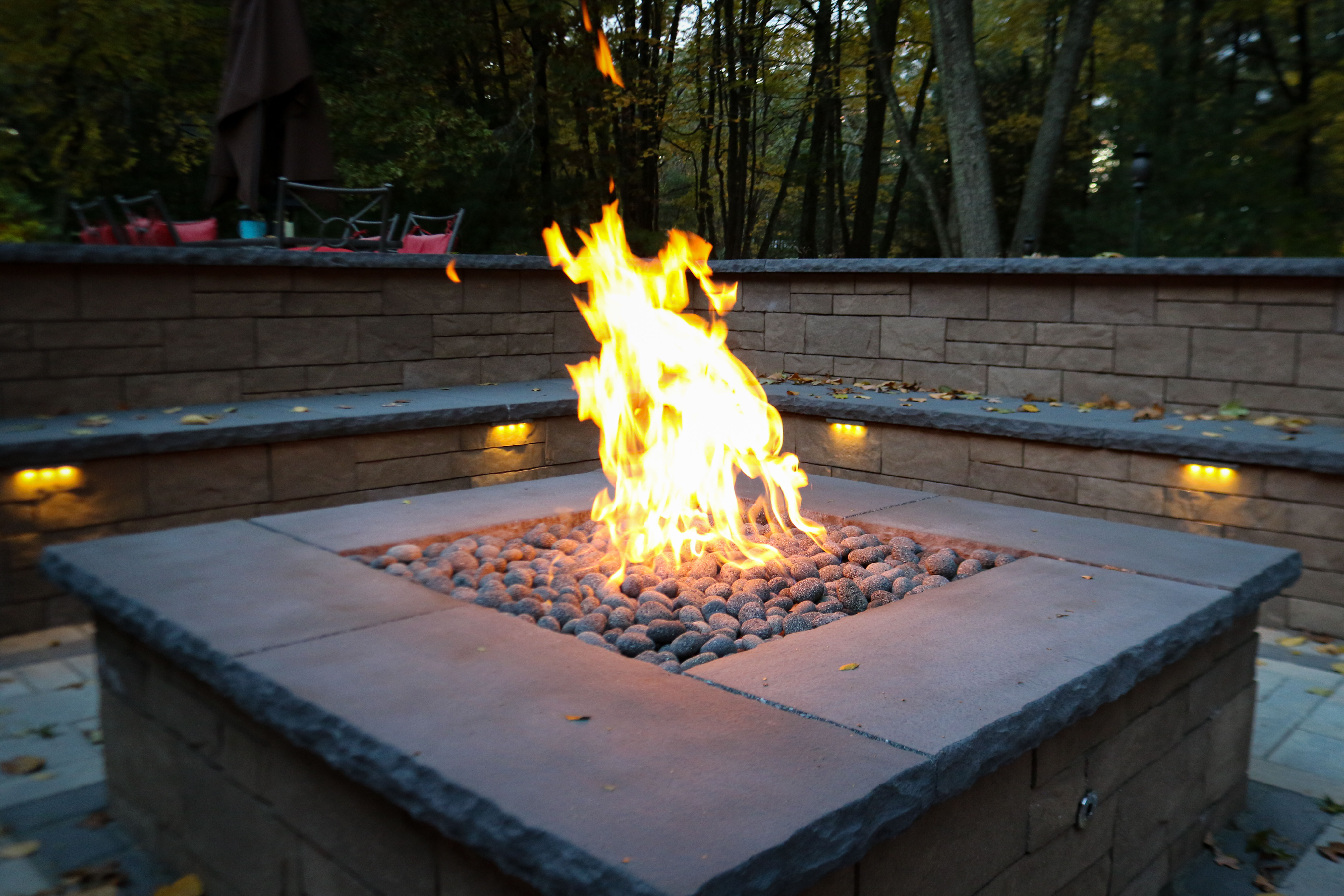 A custom-built gas fire pit