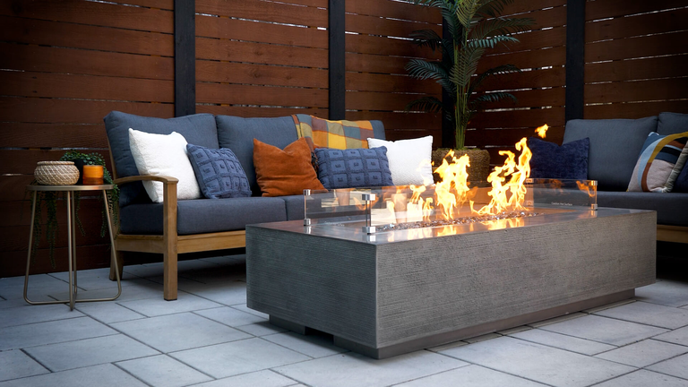 The limited-edition Detroit Lions Duo Gas Fire Pit Collection by FlameCraft