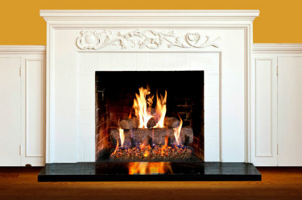 White Fireplace with Real Fyre Gas Logs