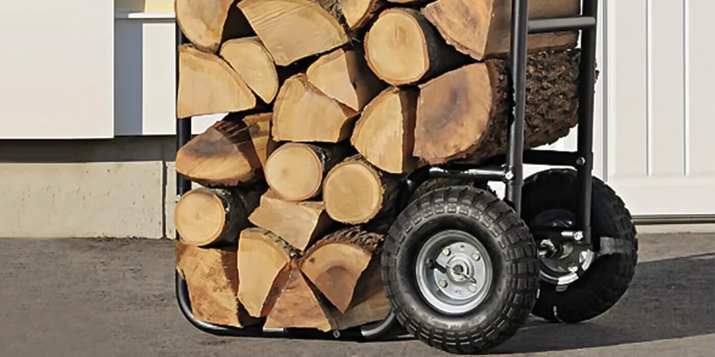 A wheeling log carrier for transporting firewood