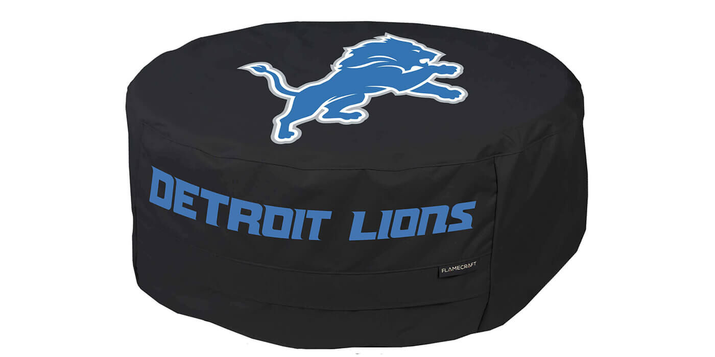 The Detroit Lions-branded cover for the limited-edition Lions Duo Gas Fire Pit