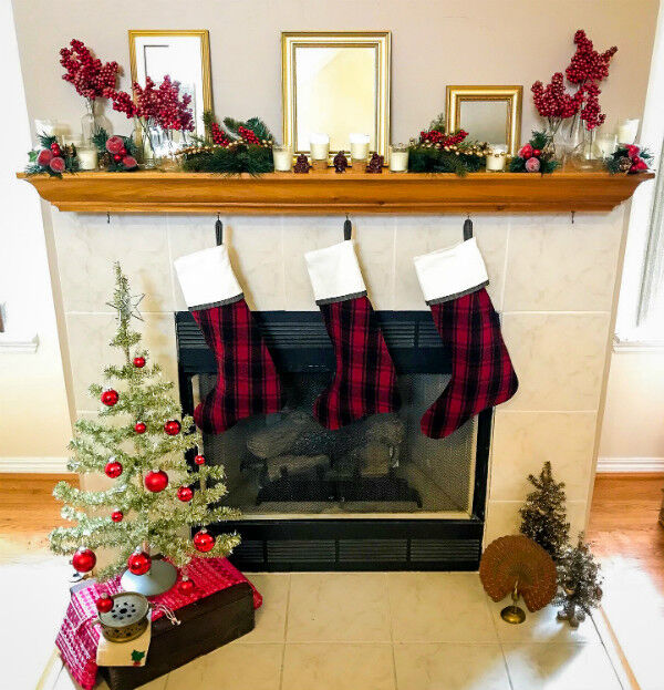 Cranberry & Pine Christmas Mantel