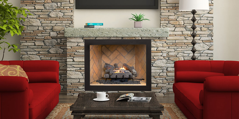 A transitional hearth design with a traditional square fireplace and a mantel