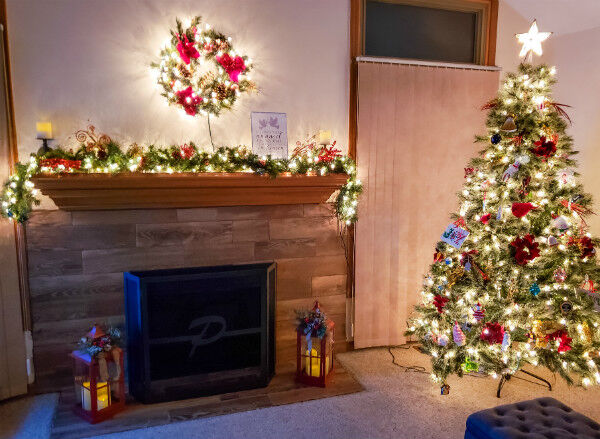 Traditional Christmas Mantel with Tree