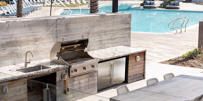 A custom-built BBQ grill station 