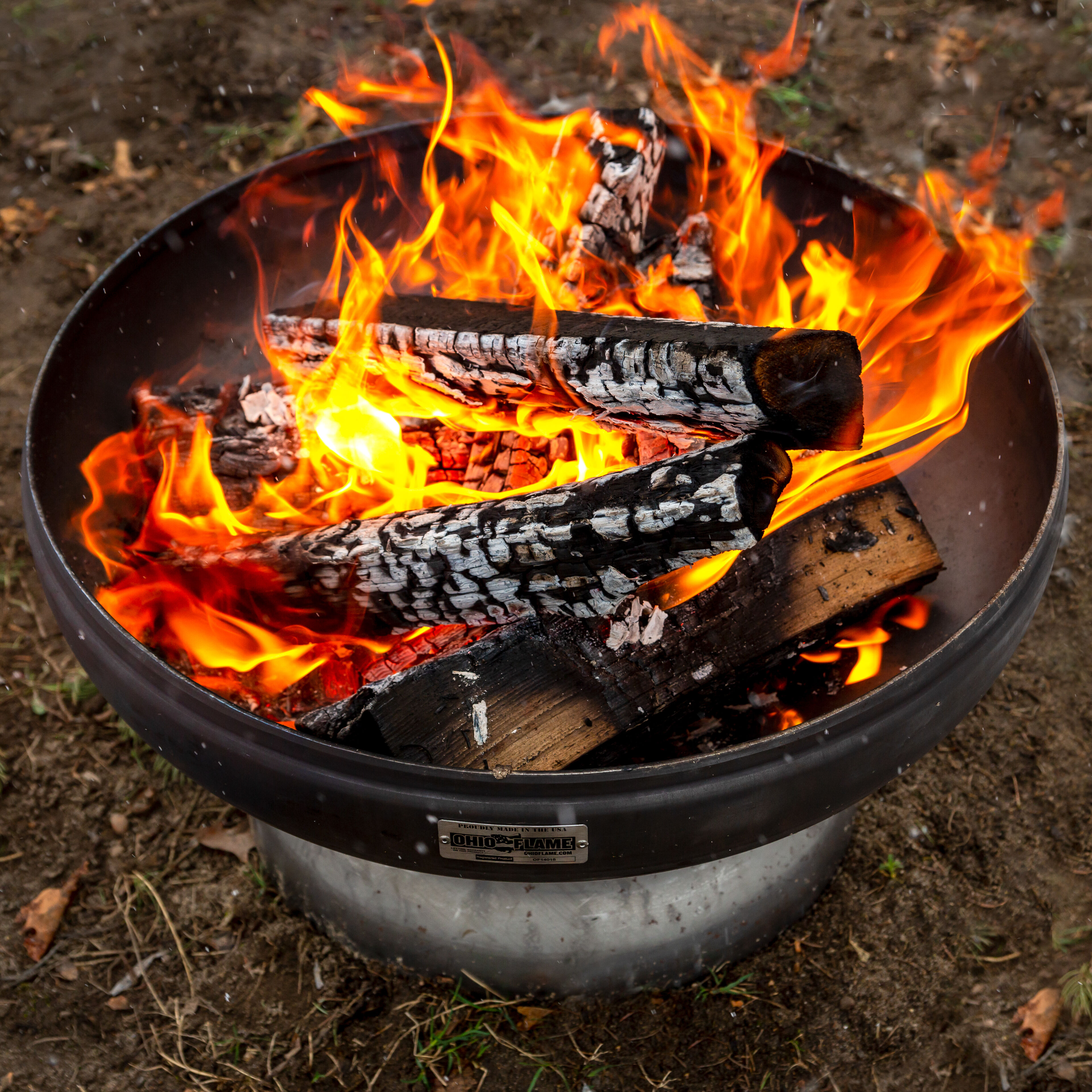 Patriot Fire Bowl with burning logs