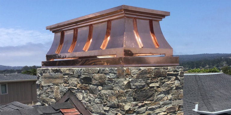 A copper chimney shroud from American Chimney Shrouds