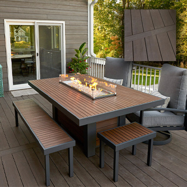 Can I Put A Fire Pit On My Wood Deck, Patio Dining Set With Fire Table Canada