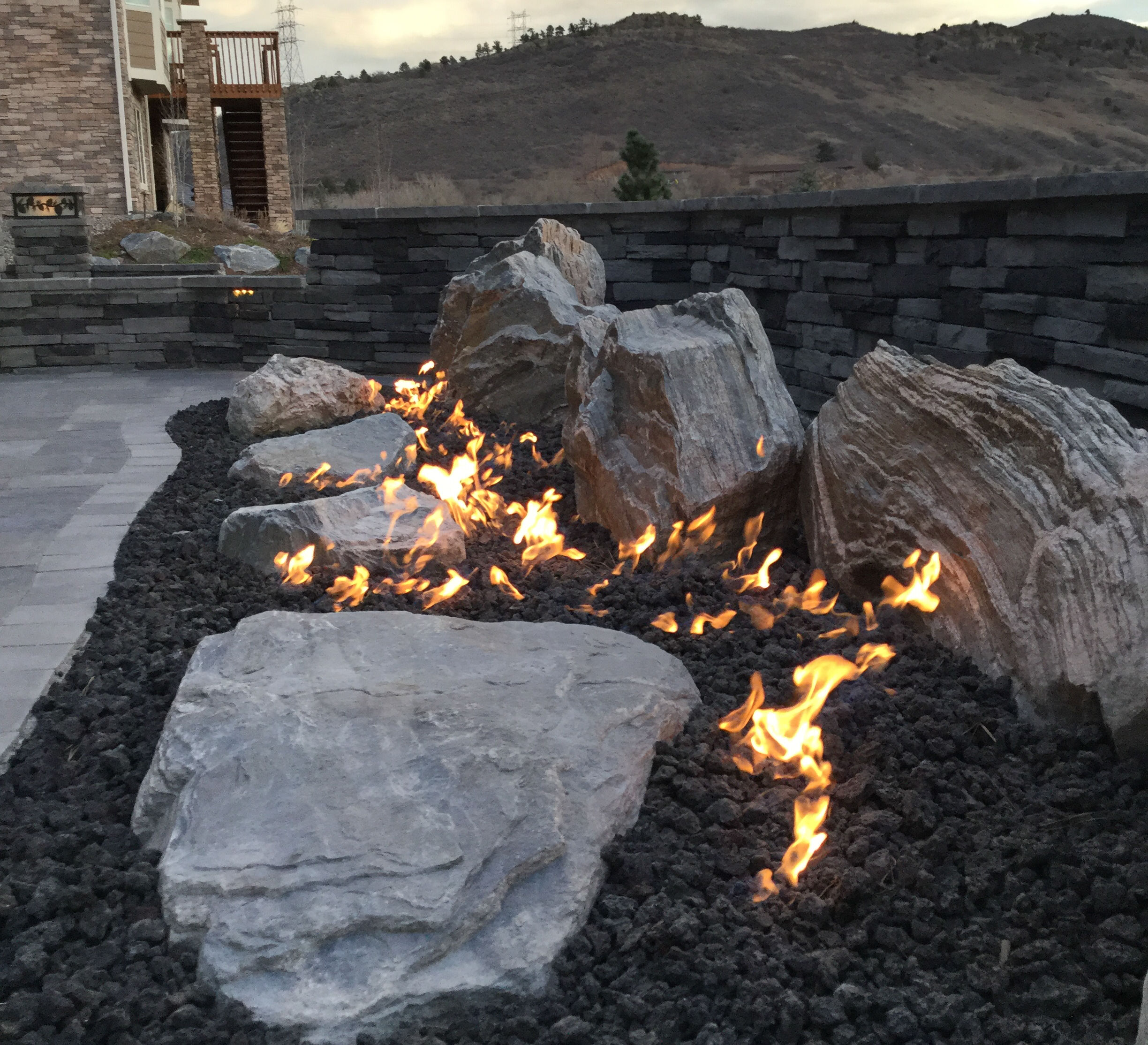 Boulder Garden with Fire