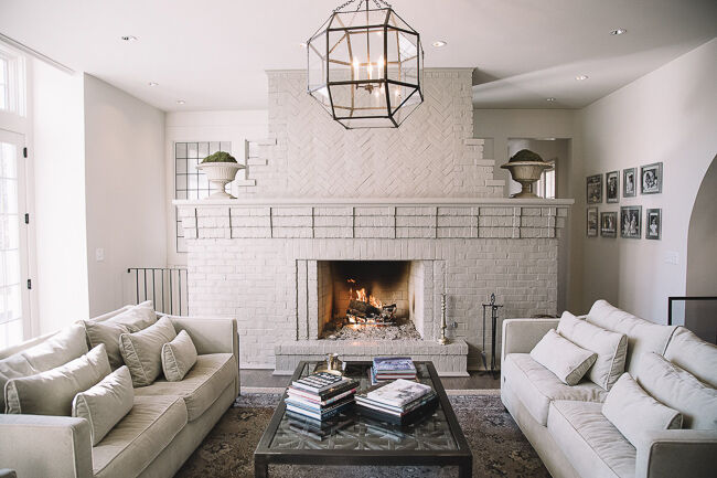White Brick Fireplace in Living Room