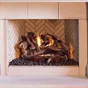 A realistic gas log set