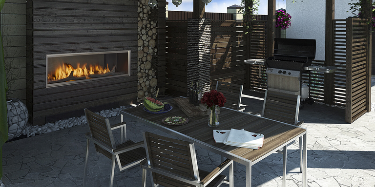 The Lanai Outdoor Gas Fireplace by Outdoor Lifestyles by HHT