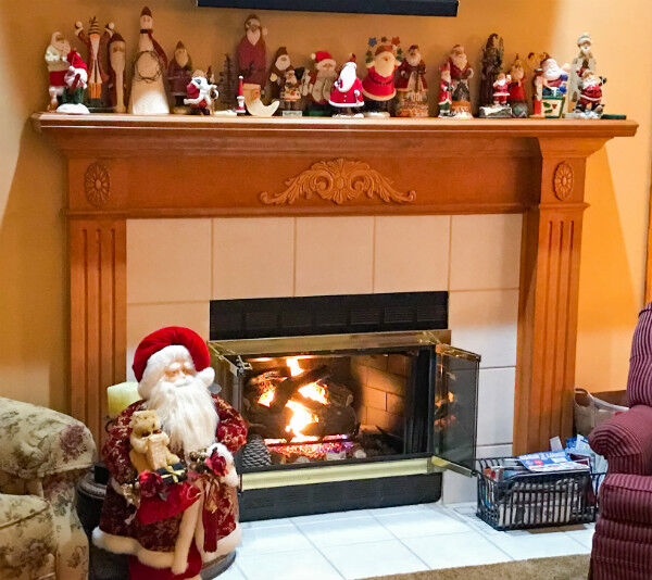 Christmas Mantel with Santas