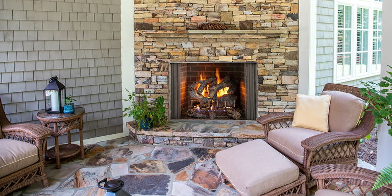 The Cottagewood Outdoor Wood Fireplace by Outdoor Lifestyles by HHT