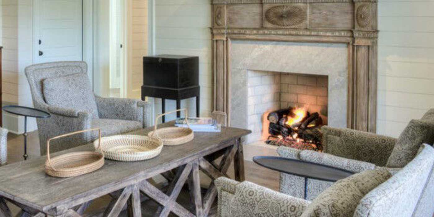 Tonal Living Room with Real Fyre Gas Logs