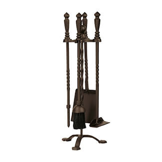 The four-piece bronze fireplace tool set from Northern Flame