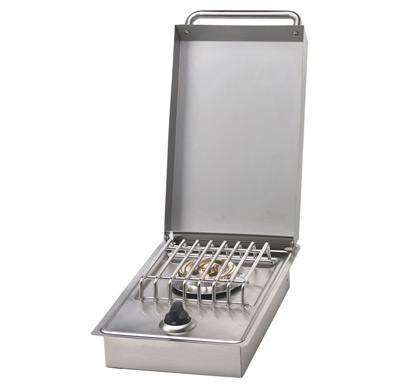 A single side burner with a built-in cover