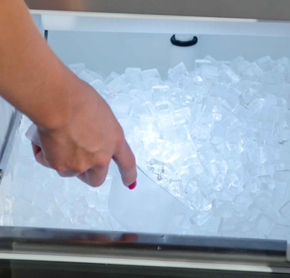 An outdoor ice maker