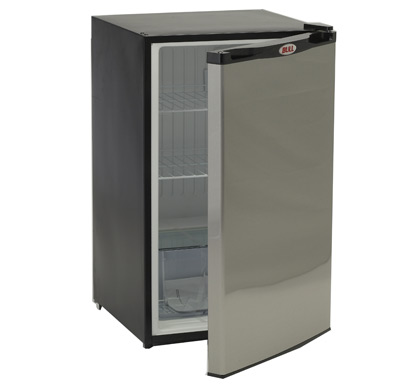 An stainless steel outdoor refrigerator 