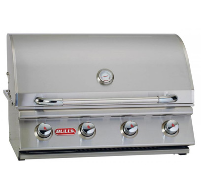 A stainless steel built-in gas grill