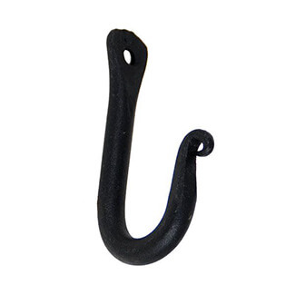 A single black steel wall hook for fireplace tools by Minuteman